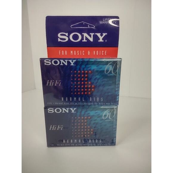 NEW 2 PACK - Sony Hi Fi Type I Normal Bias Blank Cassette Tape 60 Minutes - Picture 1 of 6